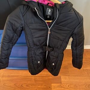 Black Quilted Puffer Jacket with Tailored Fit-Medium 10/12 girls
